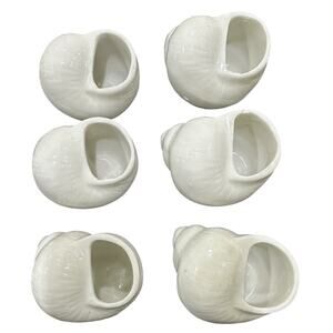 Set Of 6 Snail Escargot Pots Porcelain Shells White France